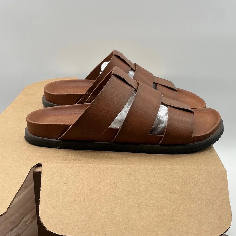 Allen Edmonds Mens 6958 Leather Slide Sandals Brown Fisherman Strappy 11 D